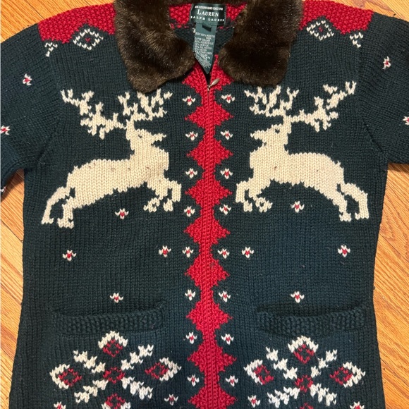 Ralph Lauren Black and Red Reindeer Sweater - Picture 2 of 6